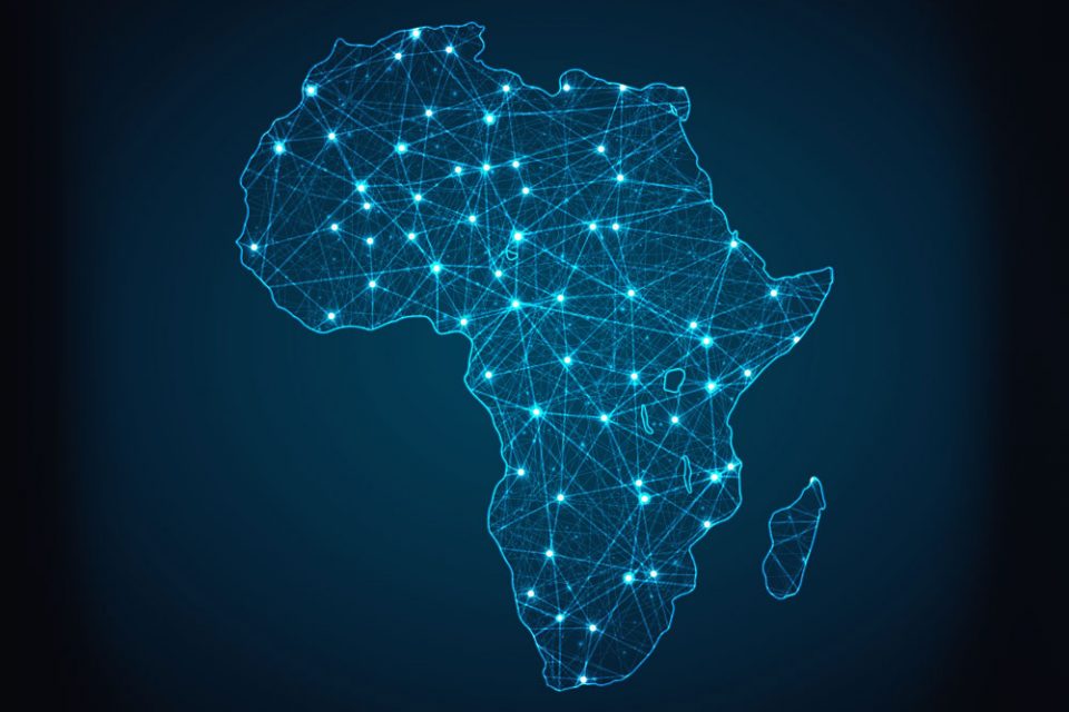 Map of Africa with connecting lines crisscrossing it