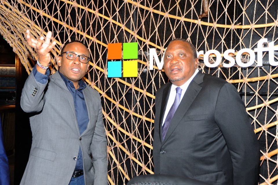 Managing Director of Microsoft ADC and “His Excellency Hon Uhuru Kenyatta, C.G.H. President of the Republic of Kenya, and Commander-in-Chief of the Defence Forces