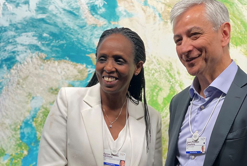 Jean-Philippe Courtois, Executive Vice-President and President, National Transformation Partnerships, Microsoft, with AGRA President, Dr. Agnes Kalibata.