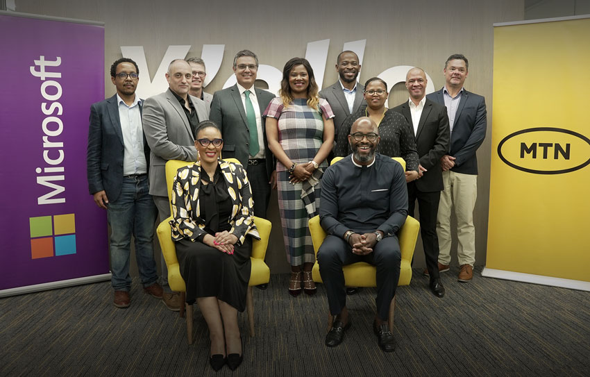 Microsoft South Africa CEO and MTN Group CEO, with various members of the MTN and Microsoft Team.