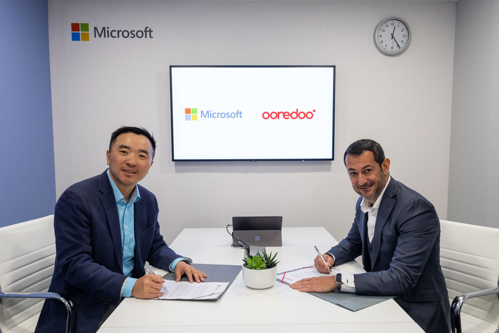 Ooredoo Group and Microsoft team during the signing ceremony.