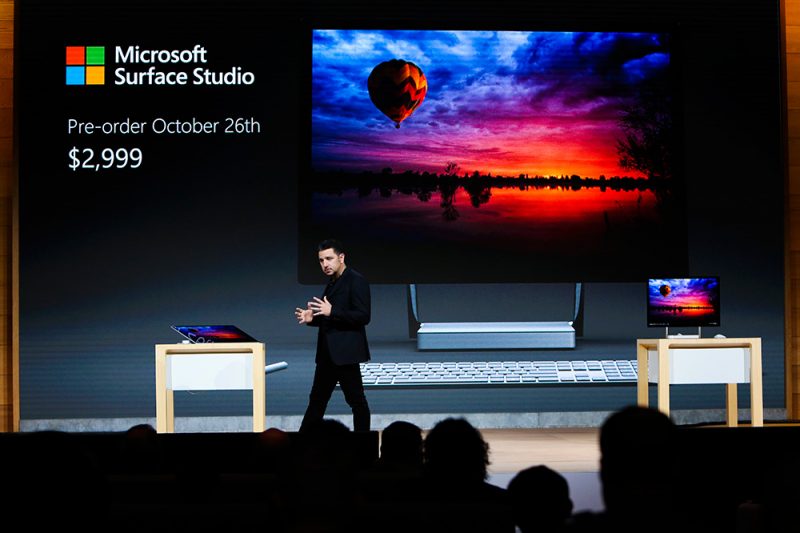 Panos Panay unveils Surface Studio at Microsoft’s October event.