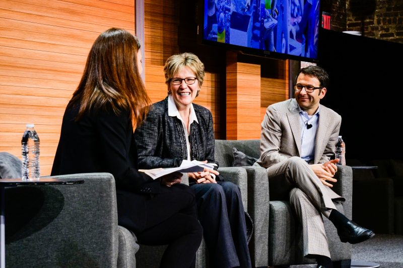 Turi Widsteen, general manager of Commercial Communications; Abbie Lundberg, contributing editor for Harvard Business Review Analytic Services; and Judson Althoff, executive vice president of Microsoft’s Worldwide Commercial Business, on stage at the April 26 Digital Difference event in New York.