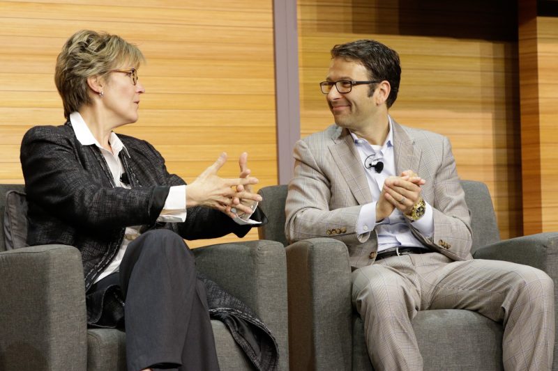 Abbie Lundberg, contributing editor for Harvard Business Review Analytic Services, and Judson Althoff, executive vice president of Microsoft’s Worldwide Commercial Business, on stage at the April 26 Digital Difference event in New York.