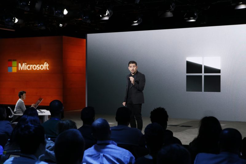 Panos Panay, Corporate Vice President for Surface reveals new Surface Laptop at the Microsoft Education event at Center 415 on Tuesday, May 2, 2017, in New York. (Jason DeCrow/AP Images for Microsoft)