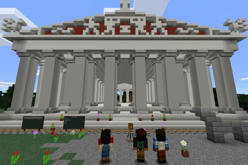 With Code Builder, each student can use their own Agent to collaborate on builds like the Parthenon. 