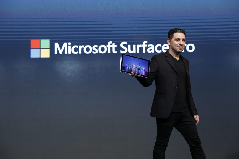 Corporate Vice President Panos Panay for Surface reveals the new Surface Pro at the Microsoft event in Shanghai on Tuesday, May 23, 2017.