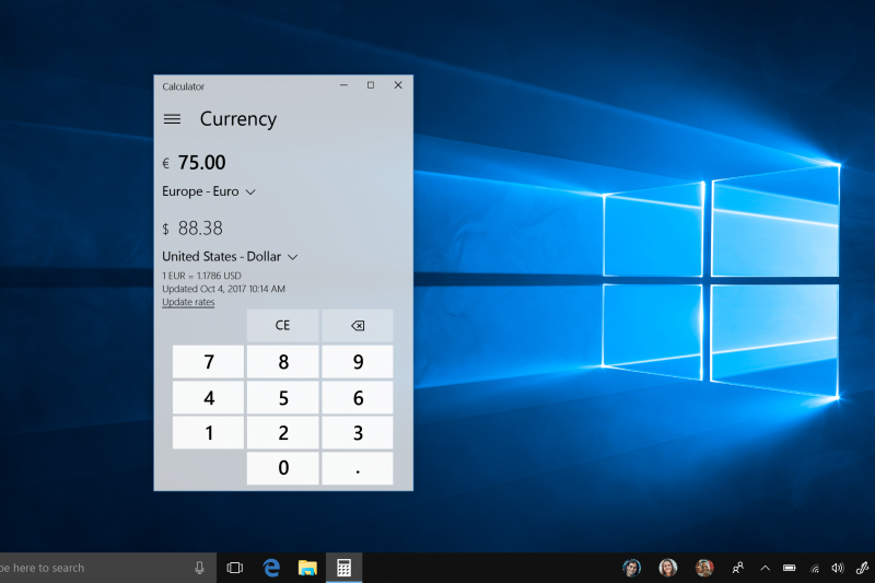 With the Windows 10 Fall Creators Update, a Currency Converter is now included in the native Calculator and it even works offline for when you’re traveling internationally and want to avoid connection charges.  