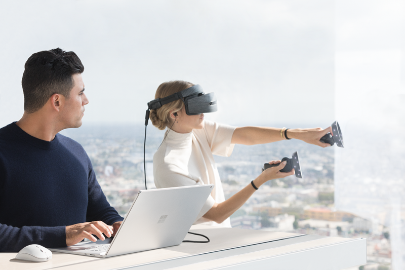 Customers can connect their headset and motion controller to Surface Book 2 and experience the best of Mixed Reality on Windows 10.