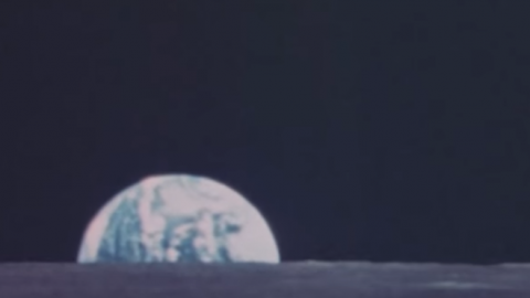 earth cresting over the moon from space