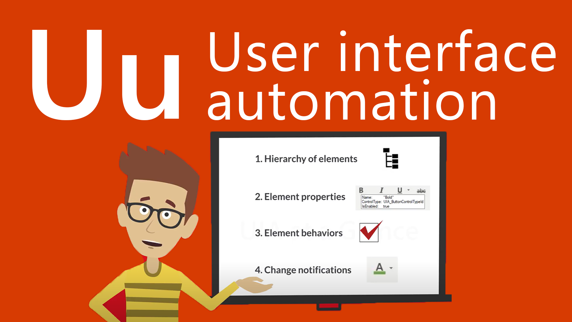 U is for user interface automation. Image shows an introduction to UI Automation