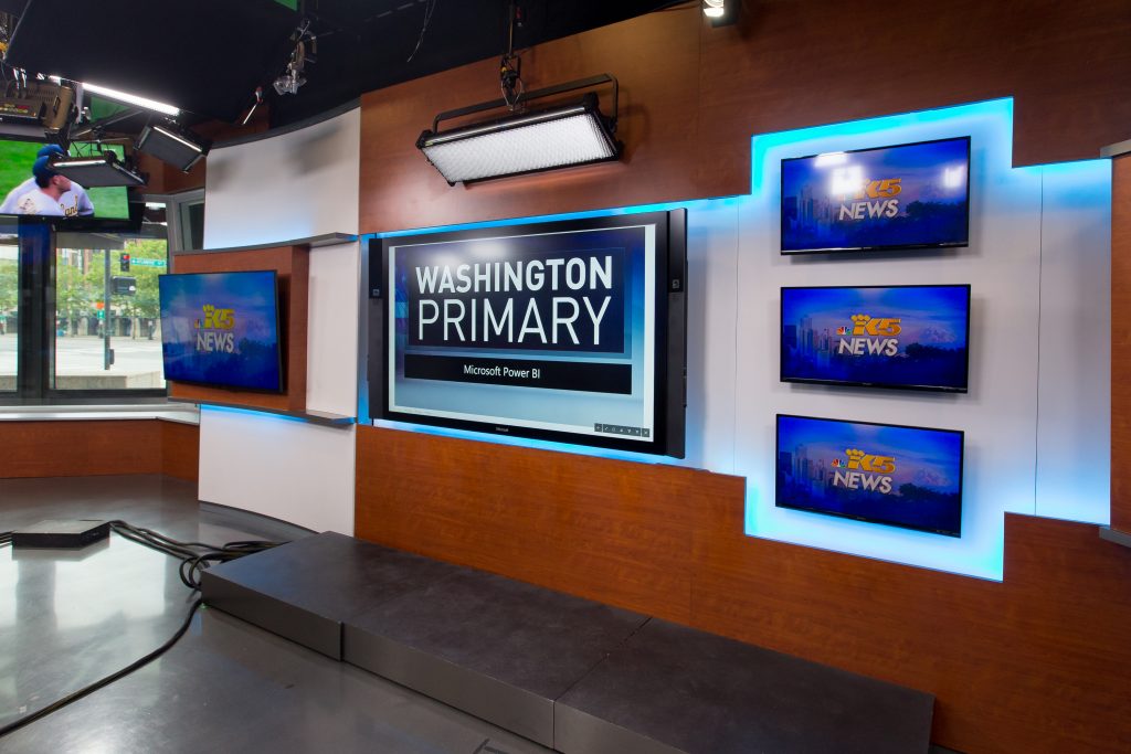 KING 5 News uses in-studio Microsoft Surface Hub during election night coverage on Tuesday May 24, 2016. (Photography by Scott Eklund/Red Box Pictures)