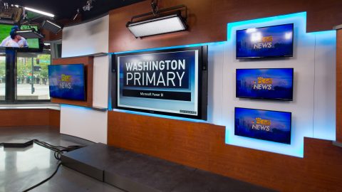 KING 5 News uses in-studio Microsoft Surface Hub during election night coverage on Tuesday May 24, 2016. (Photography by Scott Eklund/Red Box Pictures)