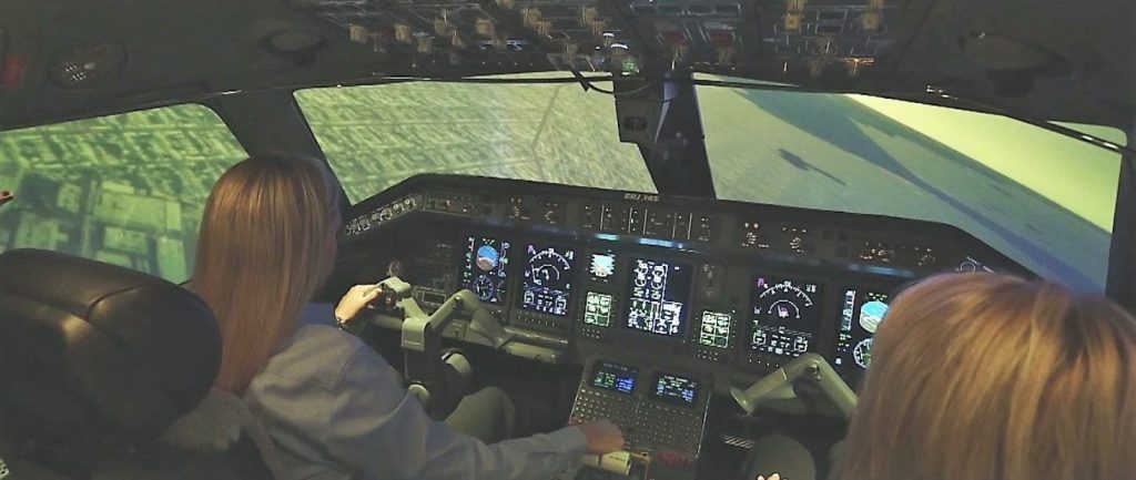 A new pilot trains on a CAE flight simulator.