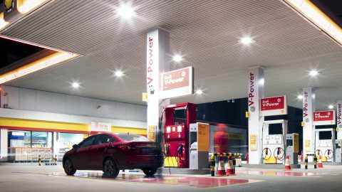 A shell gas station.