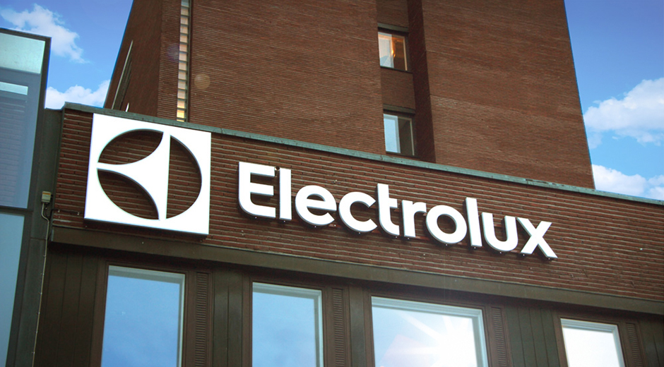 An Electrolux sign on the exterior of a building a company headquarters in Stockholm, Sweden.