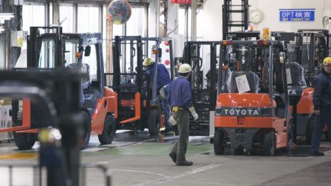 forklifts in a forklift factory