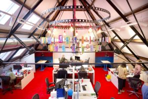 Tony Chocolonely's colorful headquarters.