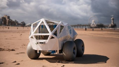 A beach-cleaning machine that can spot cigarette butts