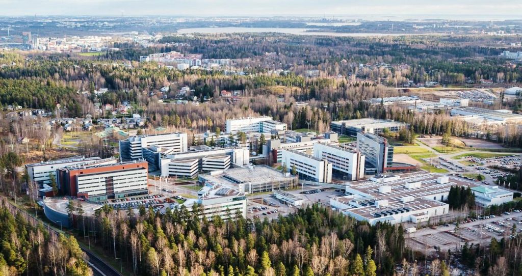 Aerial photo of Nokia headquarters in Espoo, Finland.