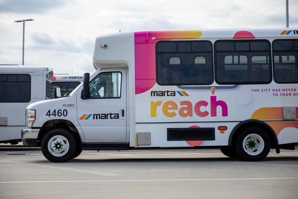Photo of a MARTA Reach shuttle vehicle used for the agency's ride-share pilot program.