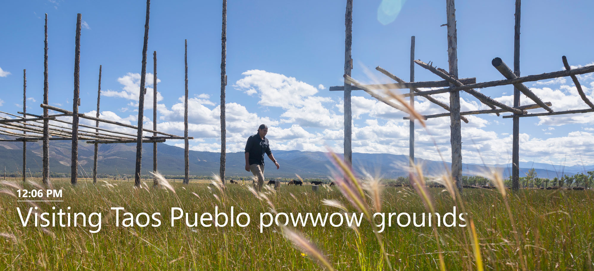 12:06 pm Visiting Taos Pueblo powwow grounds