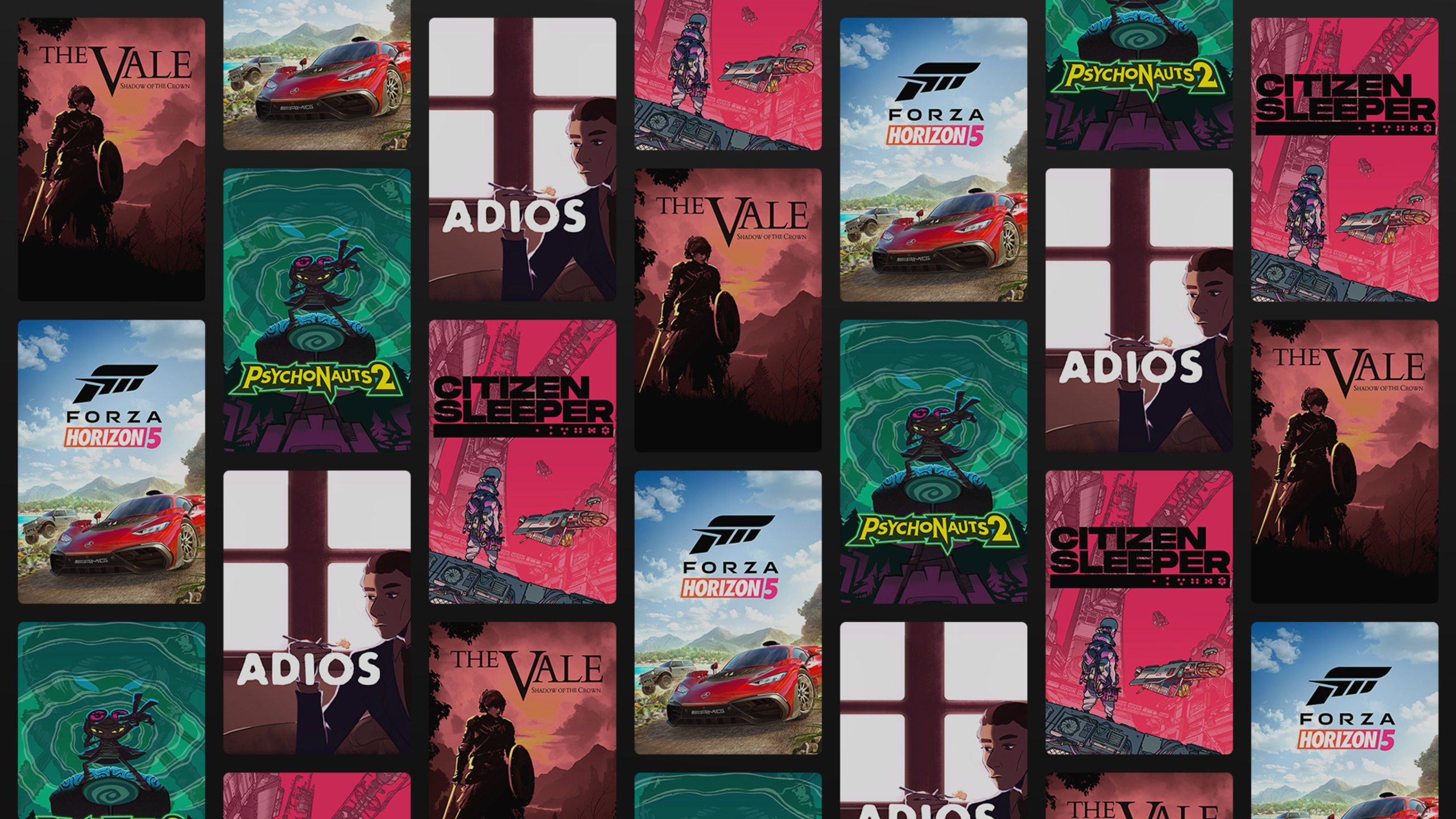 A collage of video games featured for Disability Community Month, including Forza Horizon 5, Adios, and more.