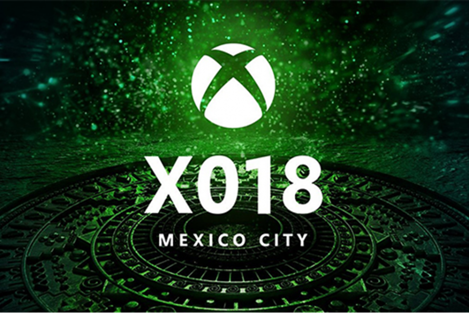 Das Bild zeigt das Xbox Logo. Darunter befindet sich der Schriftzug "X018 Mexico City"