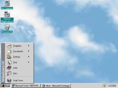 Screenshot des Windows 95 Startmenüs