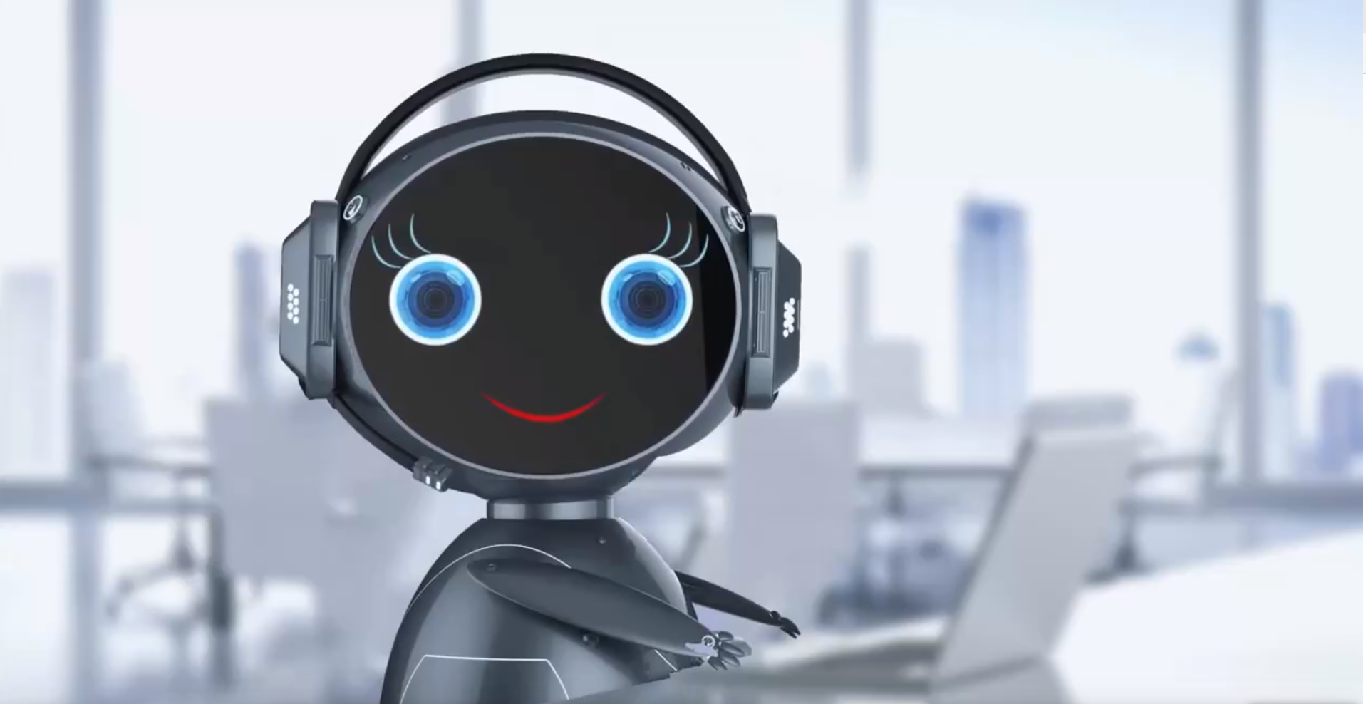 Ein freundlicher Roboter lächelt