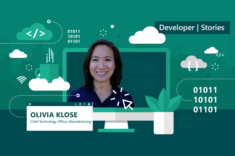 Titelbild der Developer Stories mit Olivia Klose, Chief Technology Officer Manufacturing