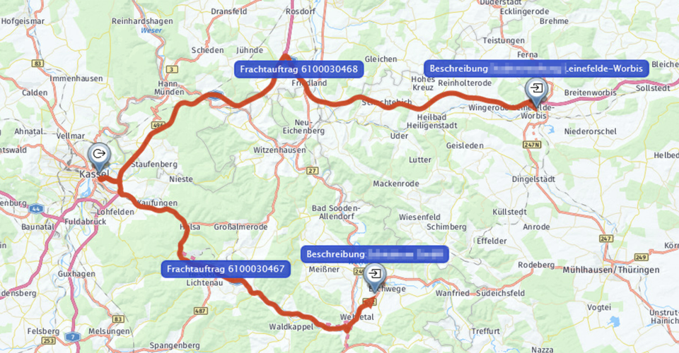 Deutschlandkarte mit Routeplanung