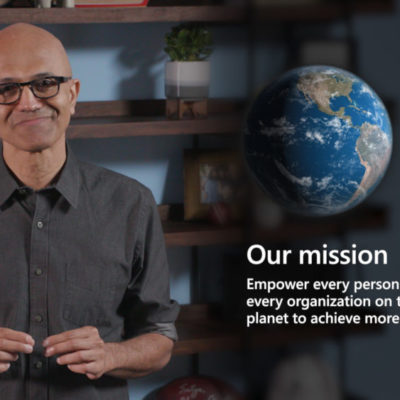 Satya Nadella, CEO de Microsoft, habla con los asistentes a Microsoft Inspire 2020 de manera virtual.