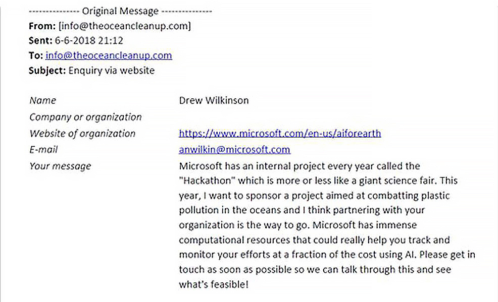 Email de Drew Wilkinson