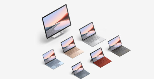 Diferentes dispositivos Microsoft Surface