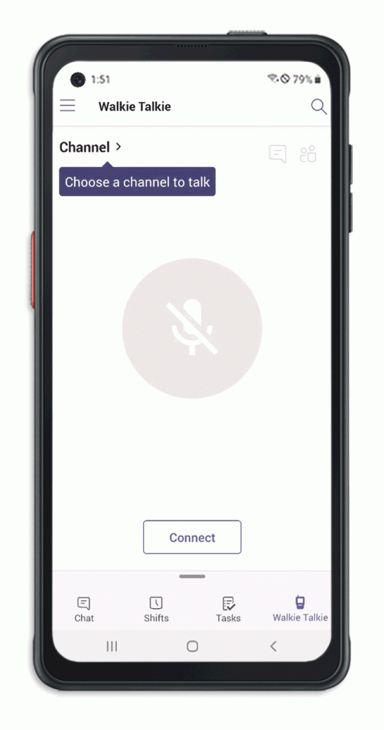 GIF animado de un teléfono que muestra en acción a la función Walkie Talkie.