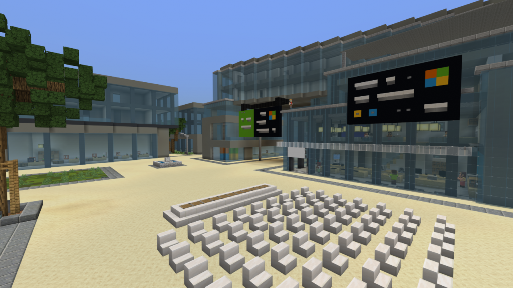 Imagen del campus de Microsoft en Minecraft