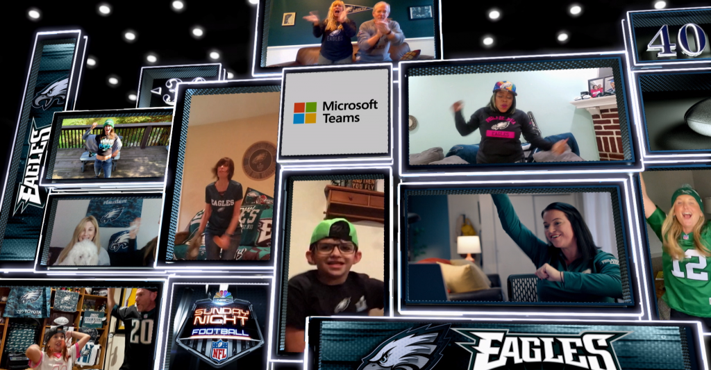 Collage de pantalla de NFL y Microsoft Teams