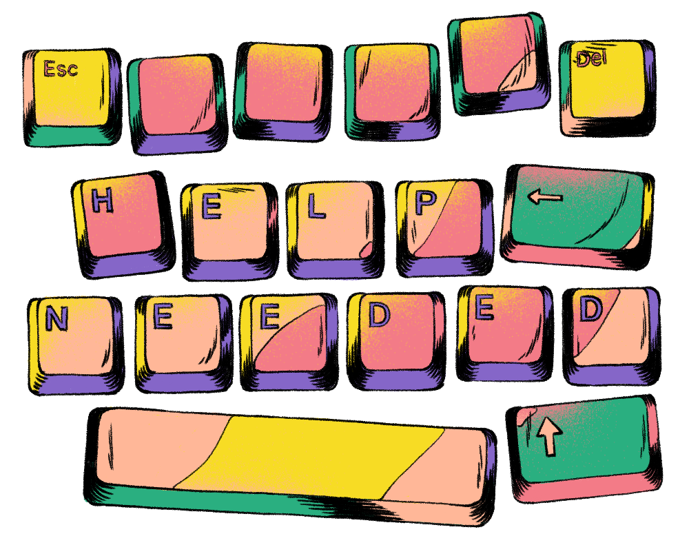 una ilustración de un teclado con las palabras