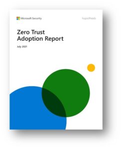 Imagen de portada del Informe de Adopción de Zero Trust con tres círculos de colores superpuestos.