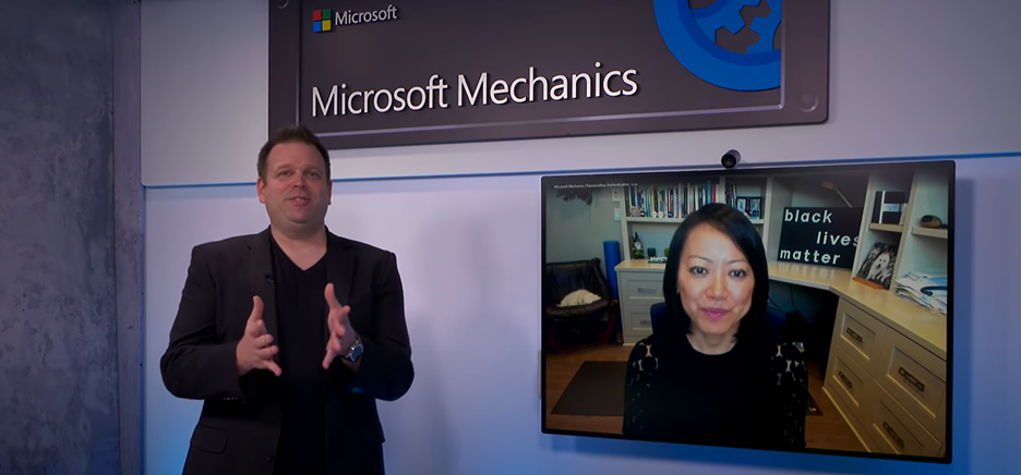 Captura de pantalla del video de Microsoft Mechanics con los ponentes Jeremy Chapman y Joy Chik.