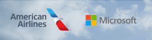 Logotipos de American Airlines y Microsoft