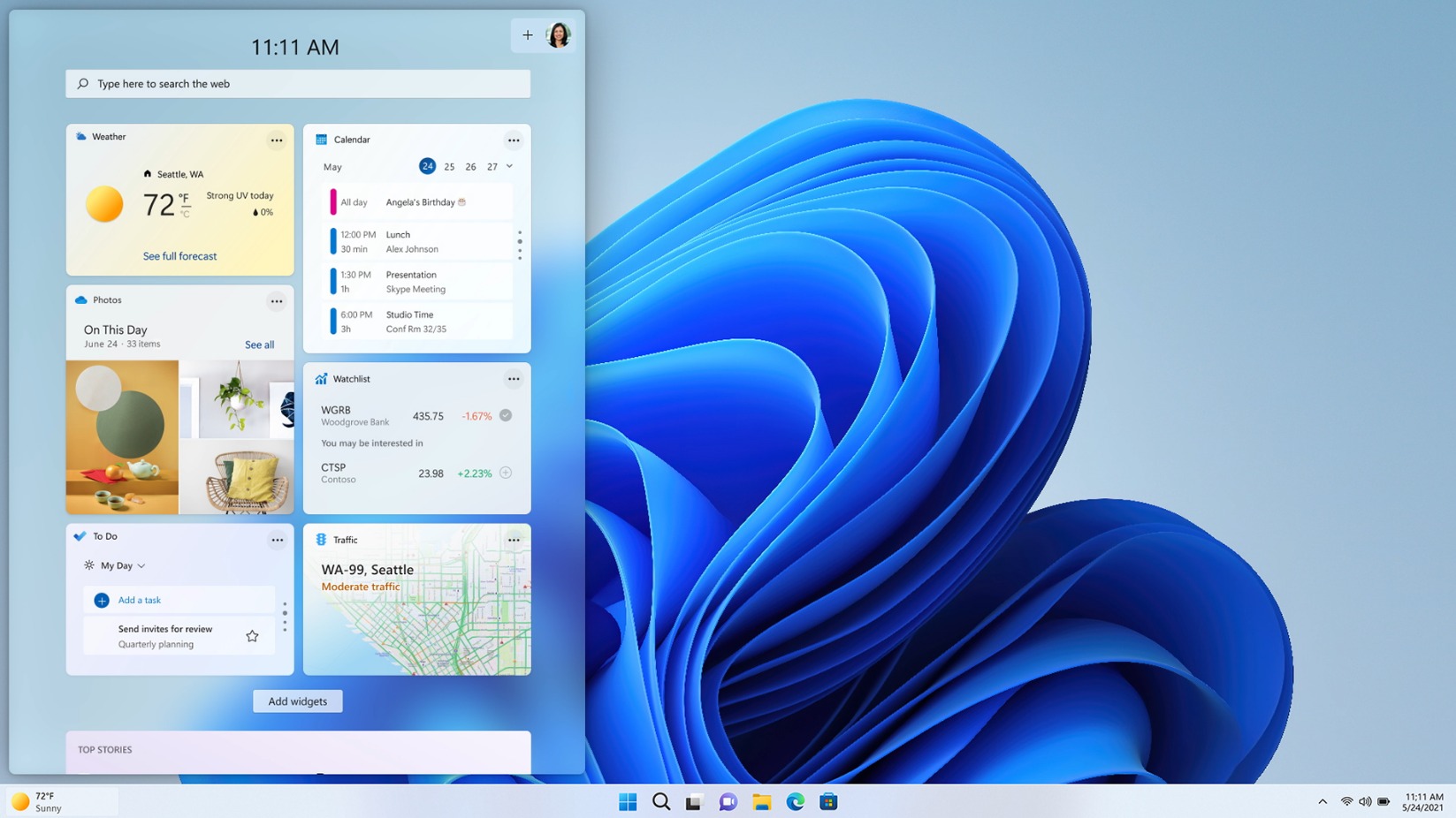 Interfaz Widgets en Windows 11