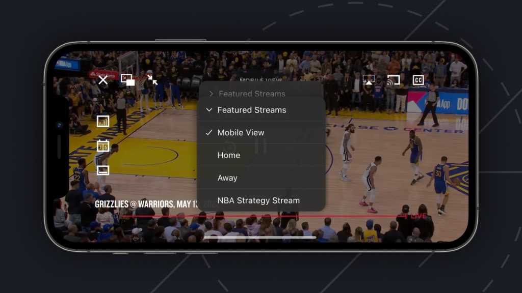 La vista destacada en la nueva aplicación de la NBA