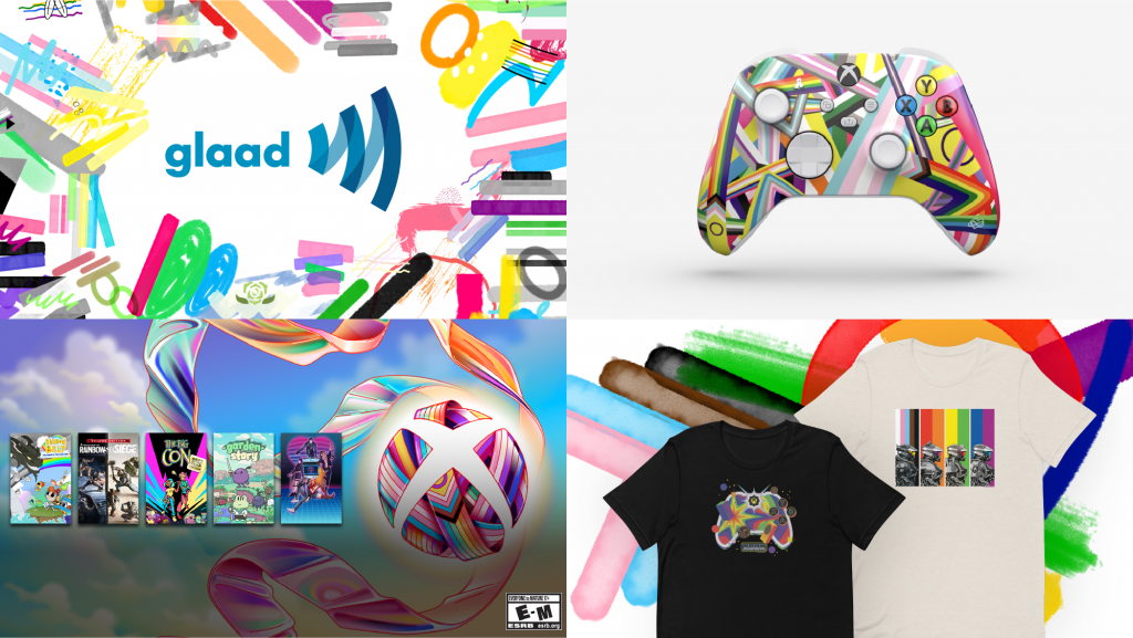 Collage de Xbox y Pride