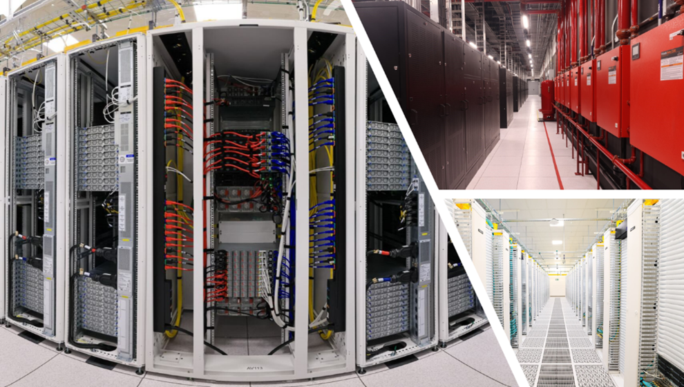 Series of images inside a data center
