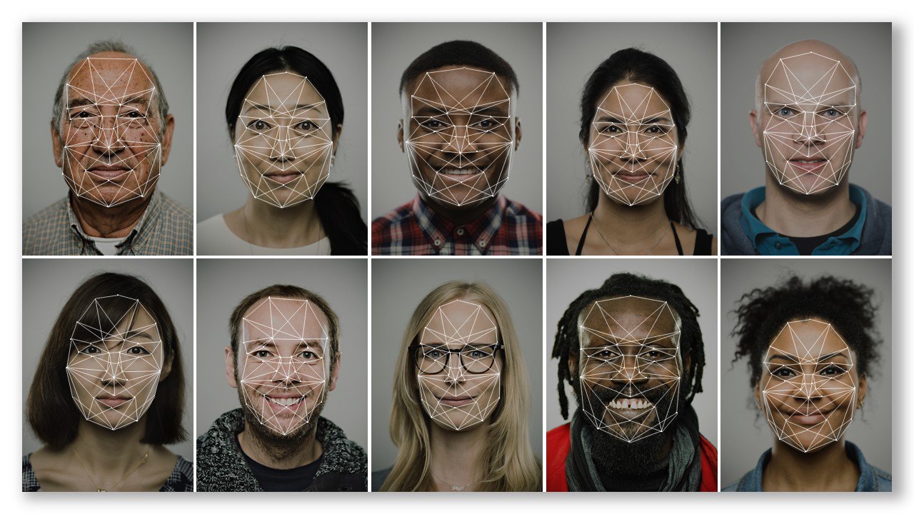 Faces com traços de reconhecimento facial.