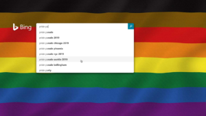 Tela do Bing com tema LGBT.