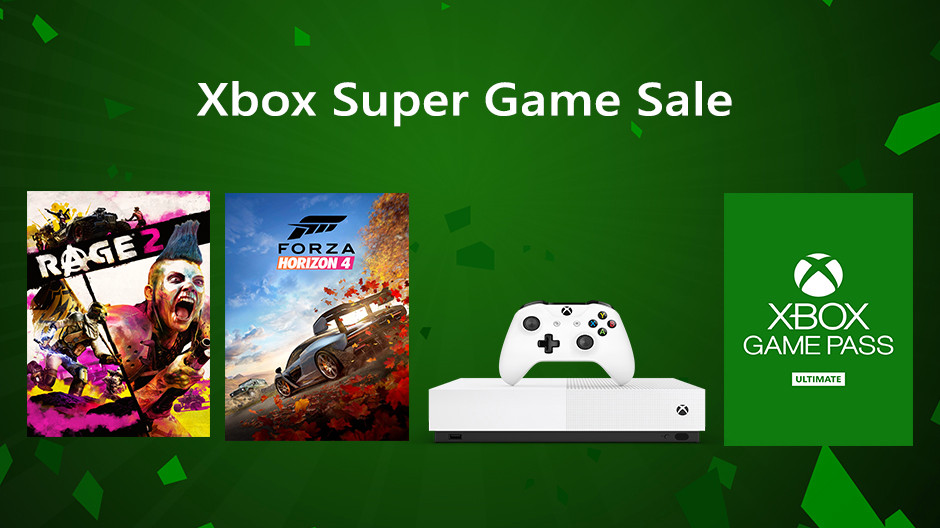 Ilustração da promoção Xbox Super Game Sale.