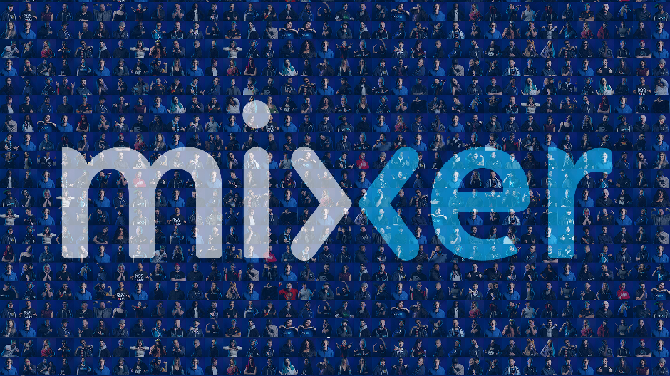 Logomarca do Mixer sobre colagem.